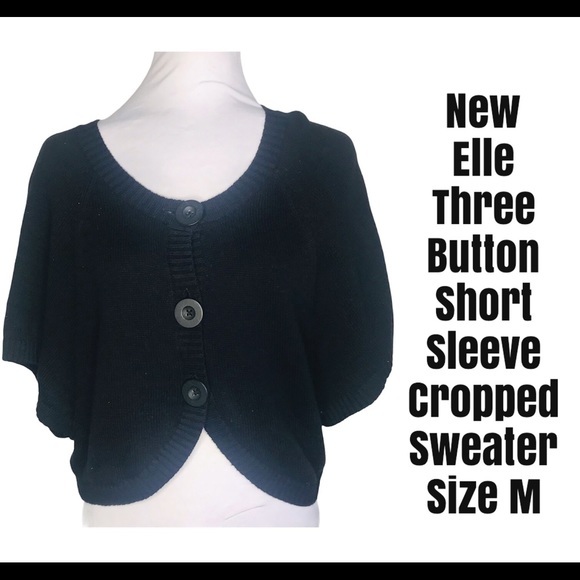Elle Sweaters - New Elle Short Sleeve Black Cropped Sweater Size M
